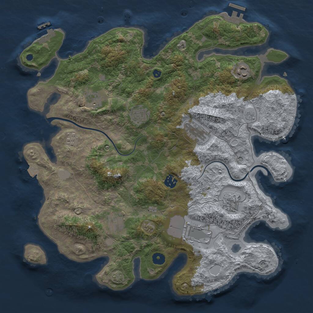 Rust Map: Procedural Map, Size: 3750, Seed: 1166050852, 15 Monuments