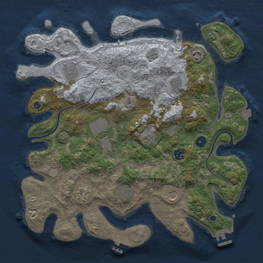 Rust Map: Procedural Map, Size: 3750, Seed: 996594444, 16 Monuments