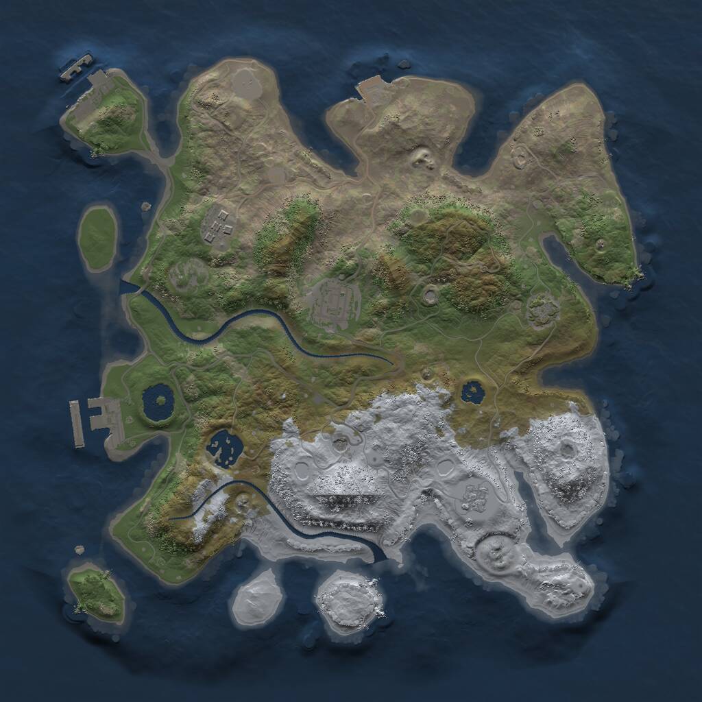 Rust Map: Procedural Map, Size: 3000, Seed: 15263354, 9 Monuments