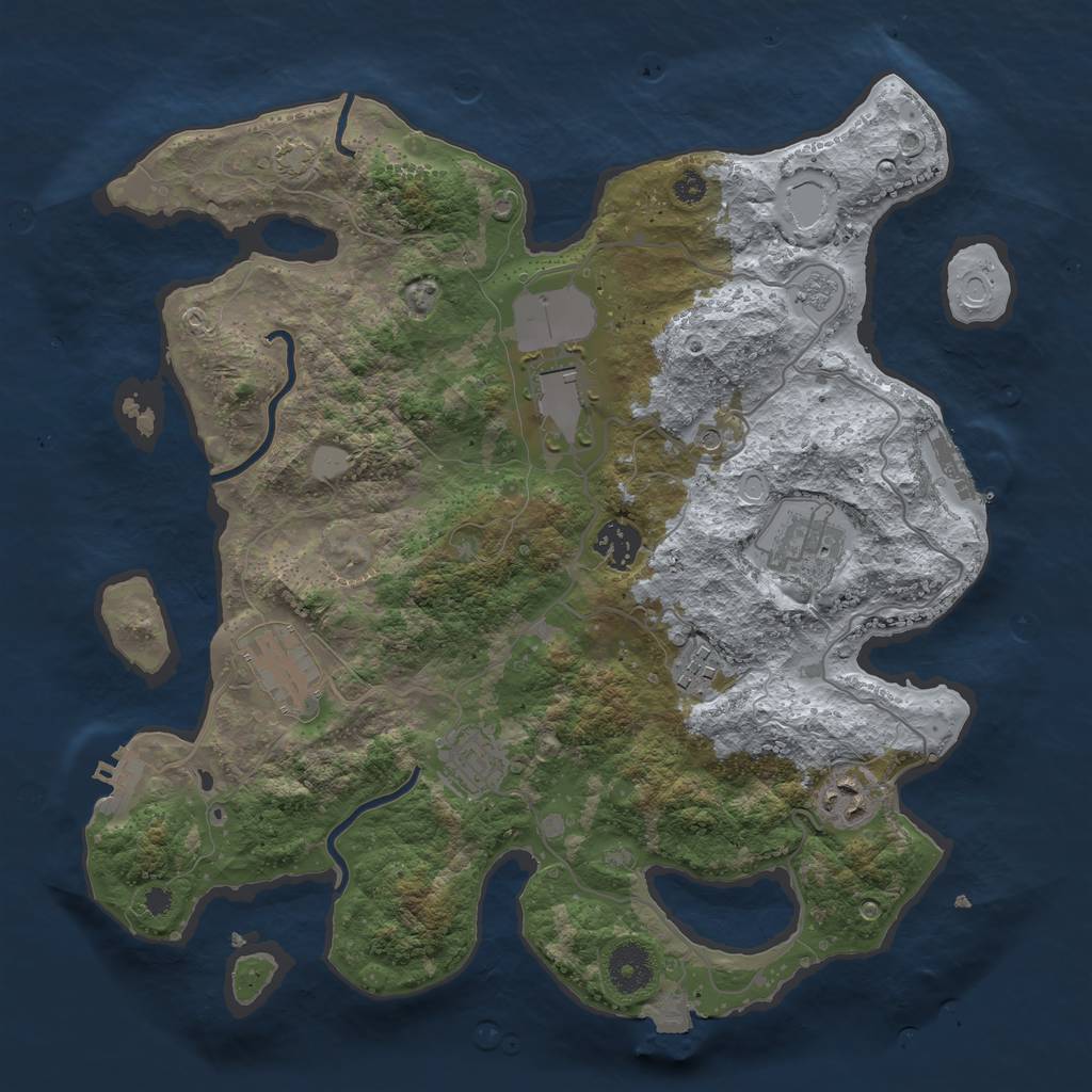 Rust Map: Procedural Map, Size: 3500, Seed: 50734426, 15 Monuments