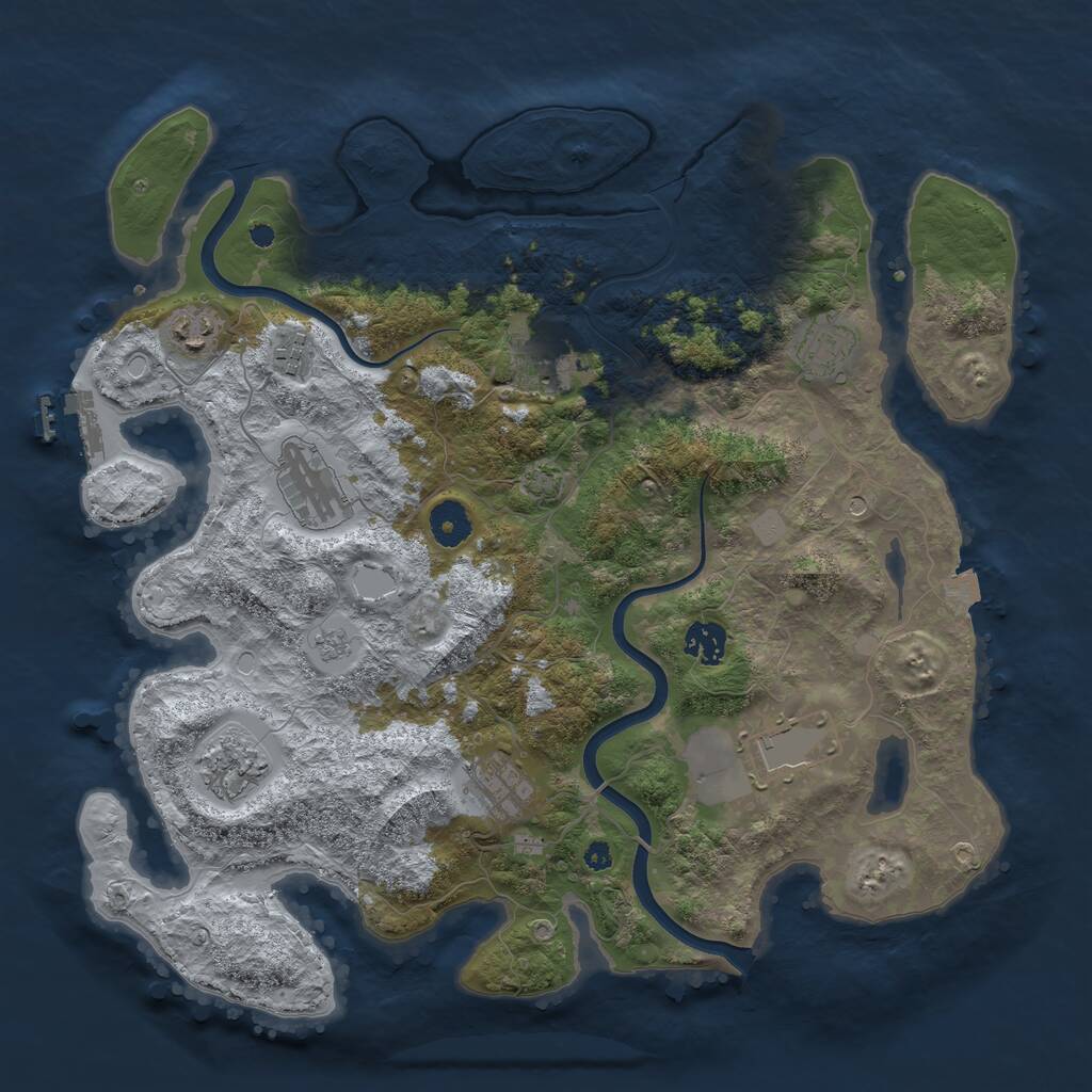 Rust Map: Procedural Map, Size: 3800, Seed: 1768997352, 14 Monuments