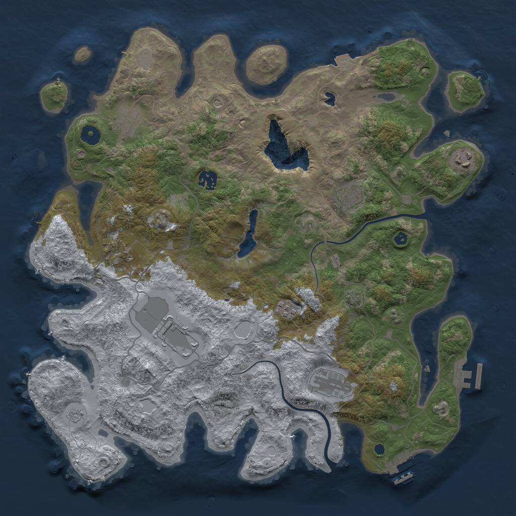 Rust Map: Procedural Map, Size: 4000, Seed: 1094290179, 14 Monuments