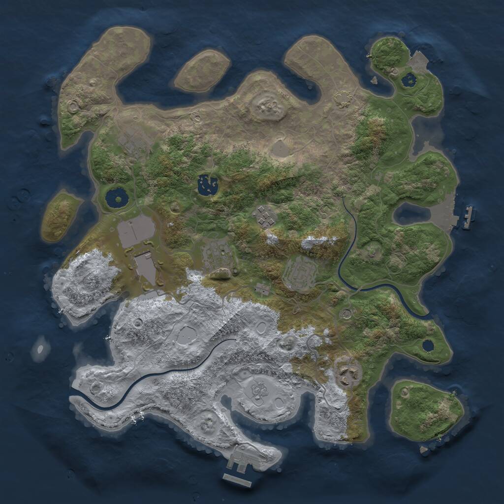 Rust Map: Procedural Map, Size: 3500, Seed: 1450623799, 13 Monuments