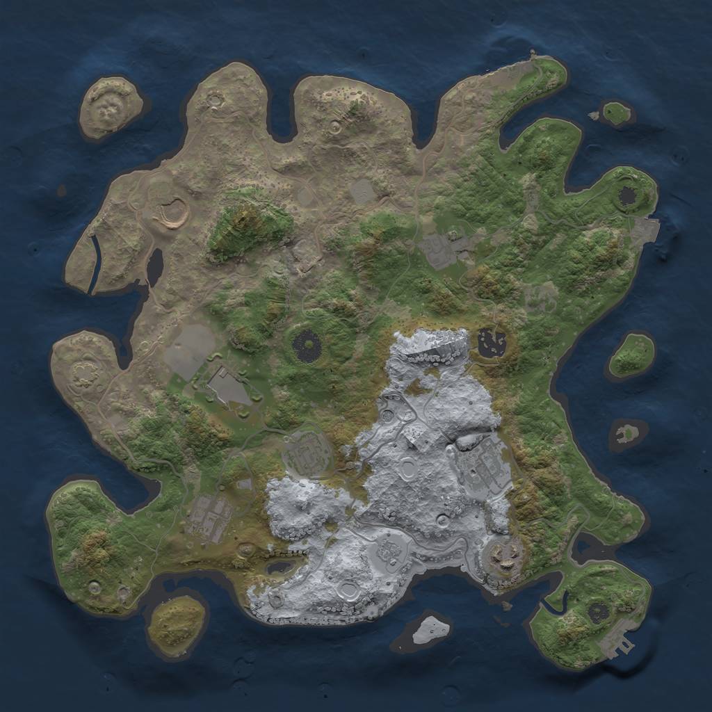 Rust Map: Procedural Map, Size: 3500, Seed: 61008616, 16 Monuments