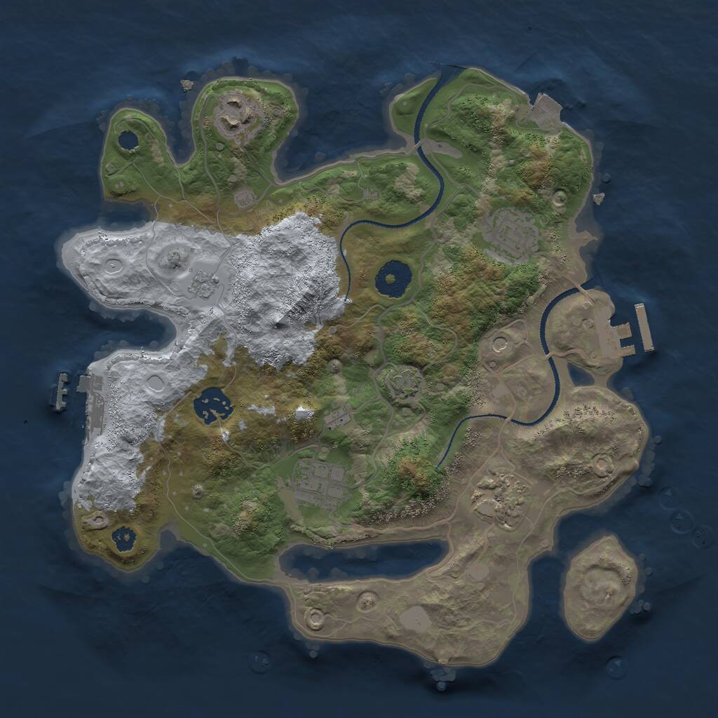Rust Map: Procedural Map, Size: 3000, Seed: 1674213650, 11 Monuments