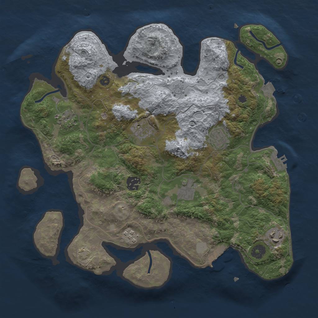 Rust Map: Procedural Map, Size: 3316, Seed: 363868, 15 Monuments