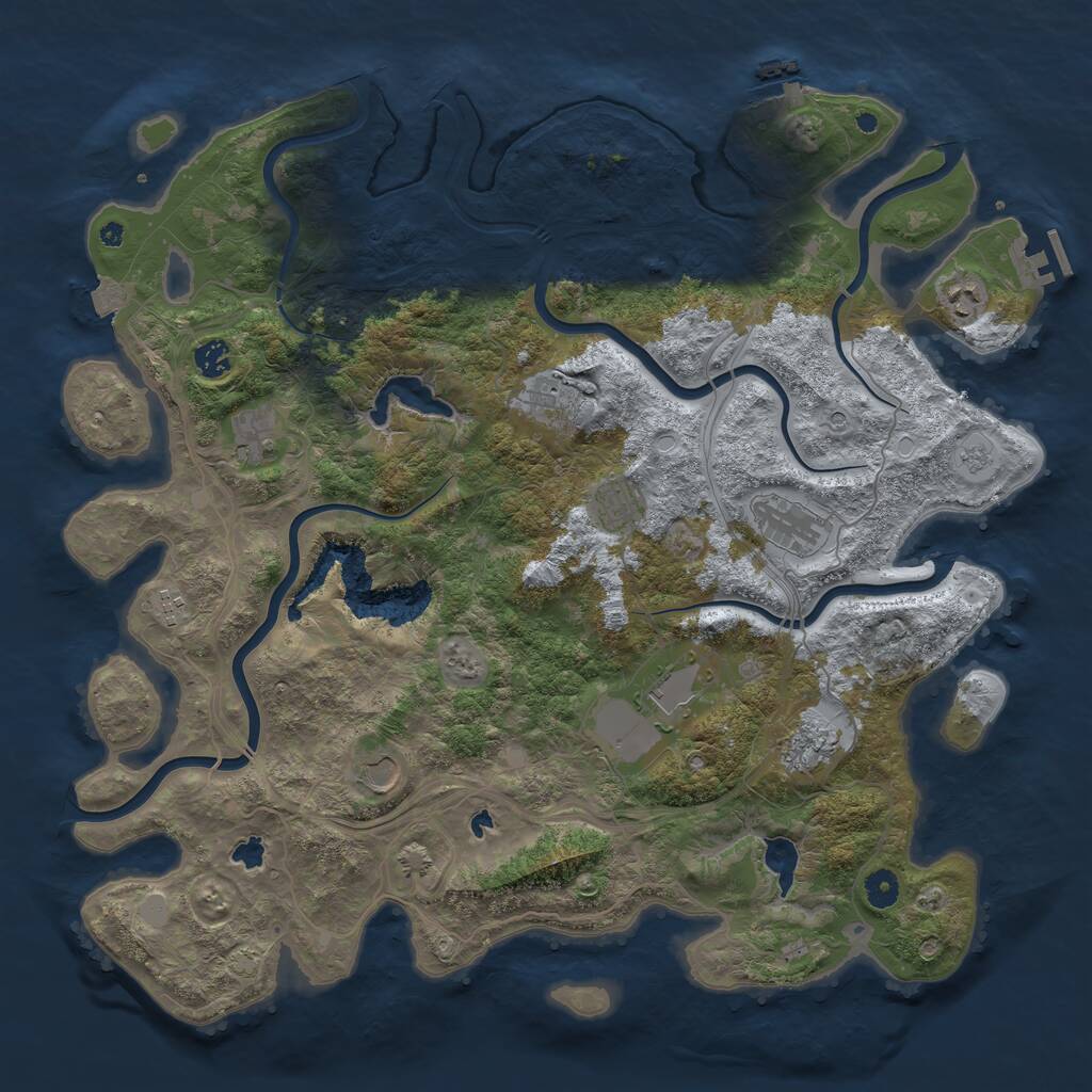 Rust Map: Procedural Map, Size: 4500, Seed: 8765243, 16 Monuments