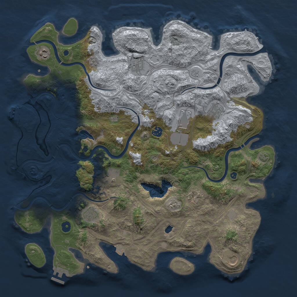 Rust Map: Procedural Map, Size: 4400, Seed: 17428368, 16 Monuments