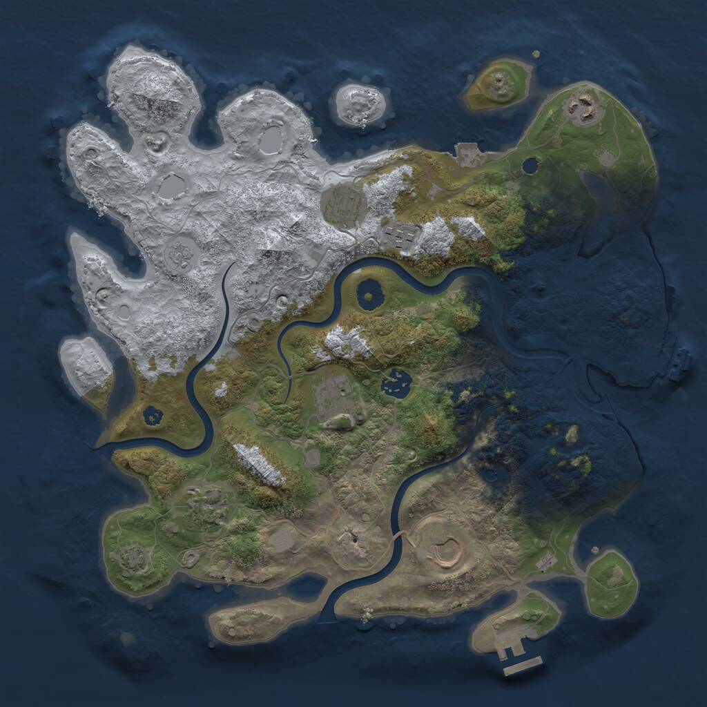 Rust Map: Procedural Map, Size: 3600, Seed: 59566755, 13 Monuments
