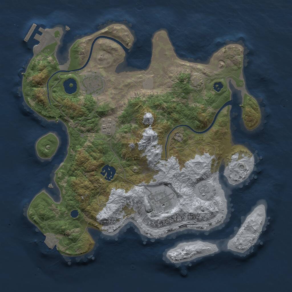 Rust Map: Procedural Map, Size: 3000, Seed: 14427094, 8 Monuments