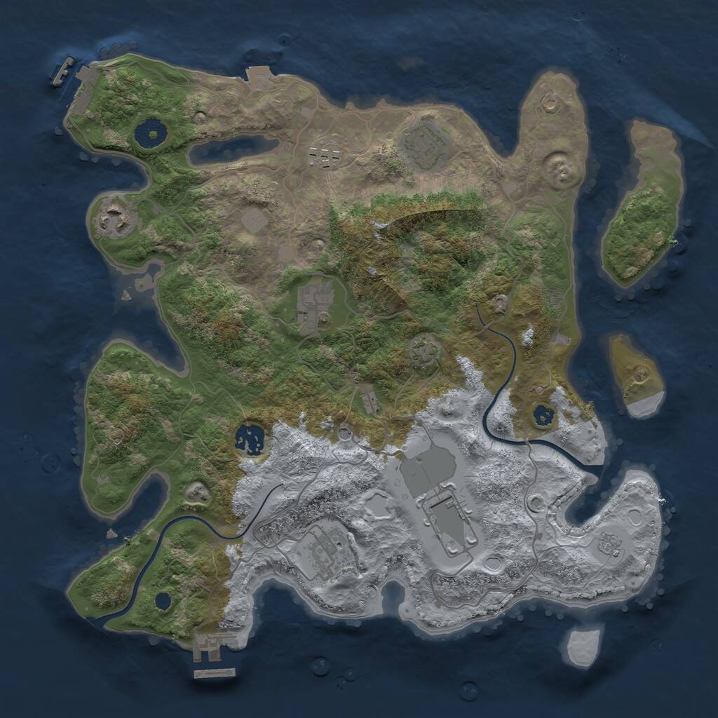 Rust Map: Procedural Map, Size: 3500, Seed: 2024456938, 13 Monuments