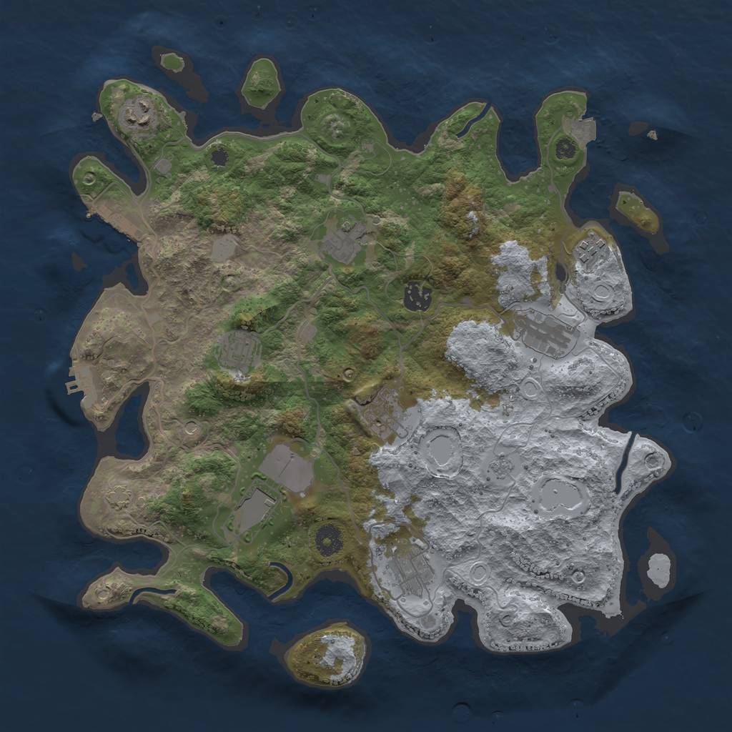 Rust Map: Procedural Map, Size: 3700, Seed: 6997421, 17 Monuments