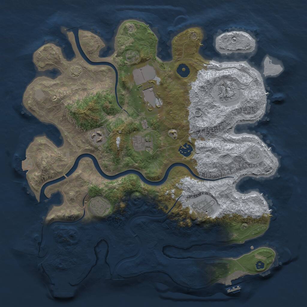 Rust Map: Procedural Map, Size: 3550, Seed: 32419038, 12 Monuments