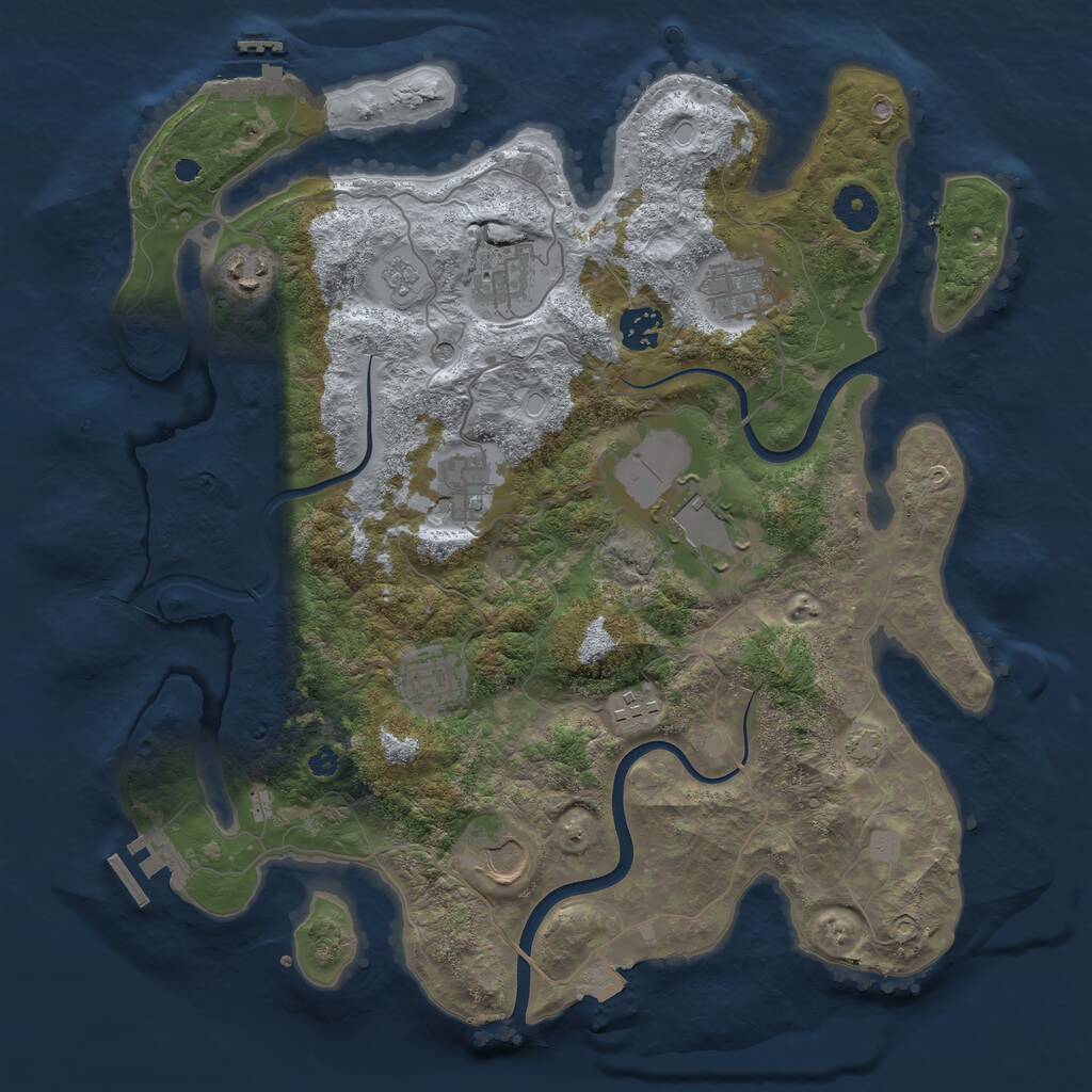 Rust Map: Procedural Map, Size: 3700, Seed: 13803647, 15 Monuments