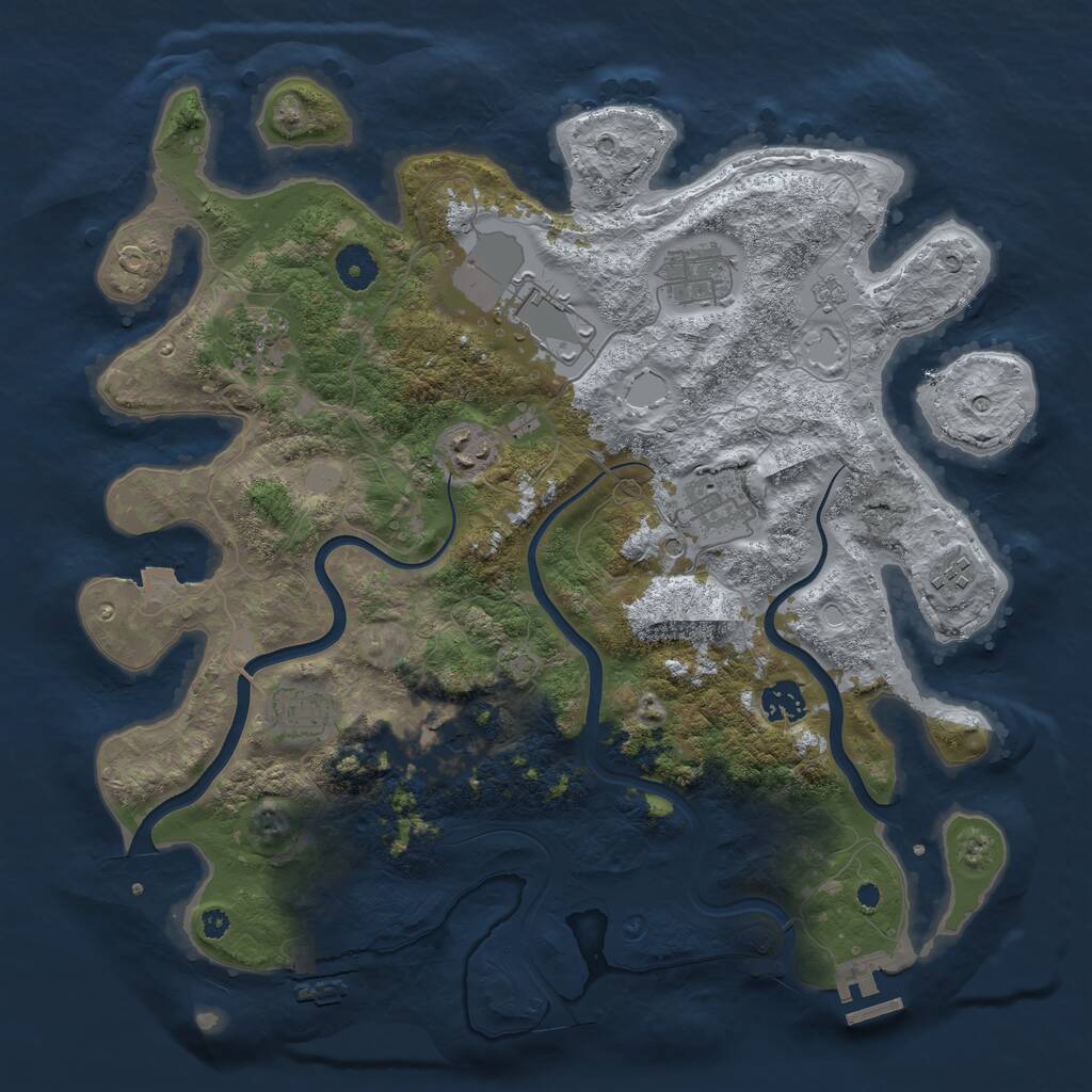 Rust Map: Procedural Map, Size: 3800, Seed: 64602914, 15 Monuments