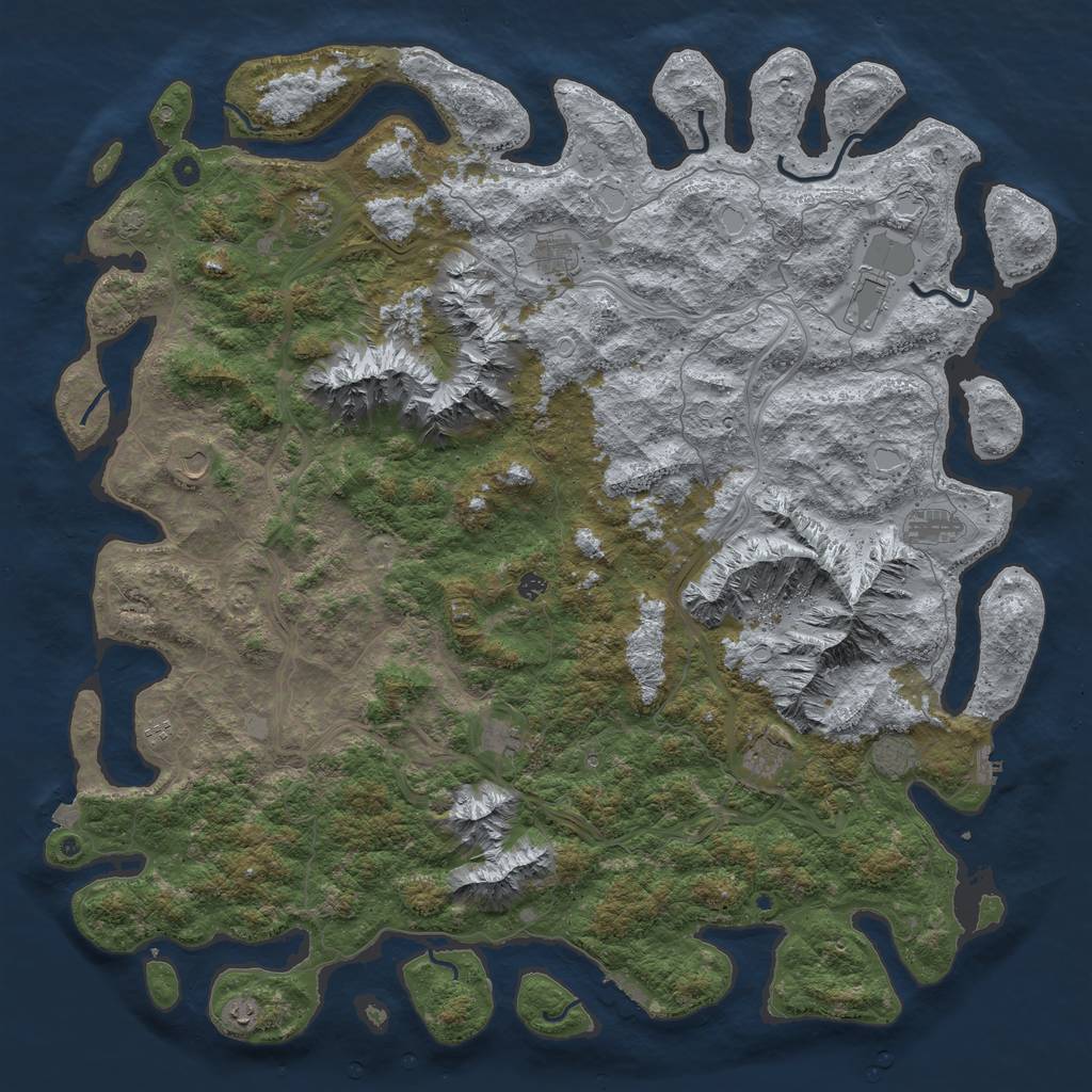 Rust Map: Procedural Map, Size: 6000, Seed: 401860847, 19 Monuments