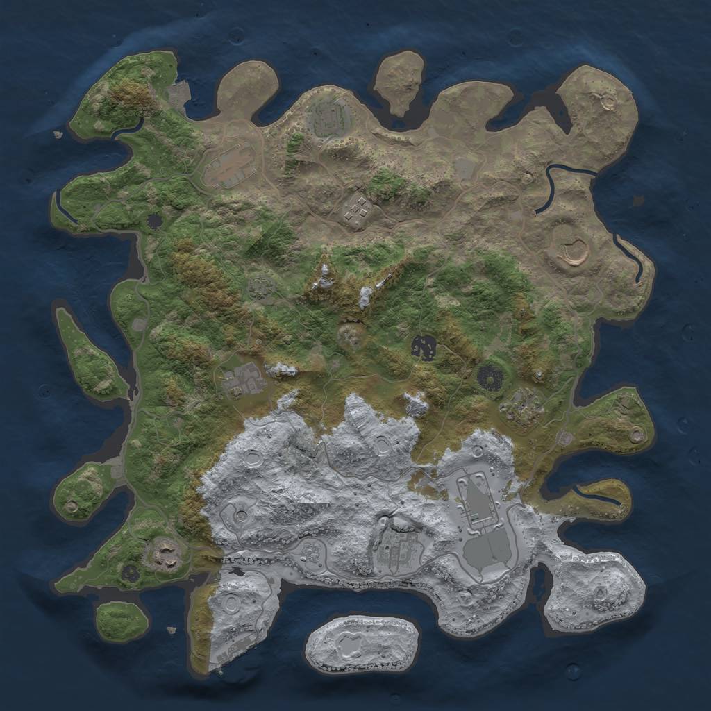 Rust Map: Procedural Map, Size: 4000, Seed: 22092880, 17 Monuments