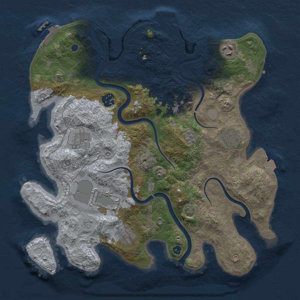 Rust Map: Procedural Map, Size: 3500, Seed: 683836, 14 Monuments