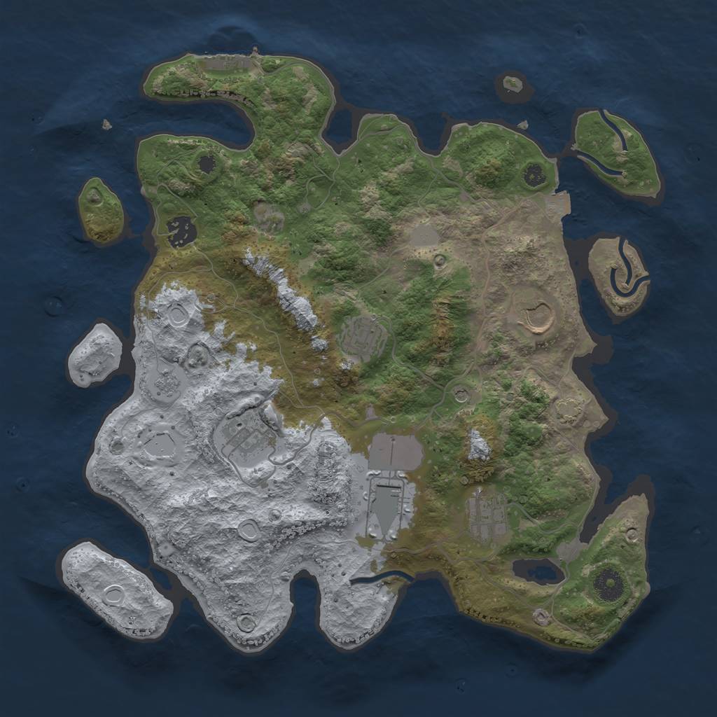 Rust Map: Procedural Map, Size: 3500, Seed: 427596714, 13 Monuments