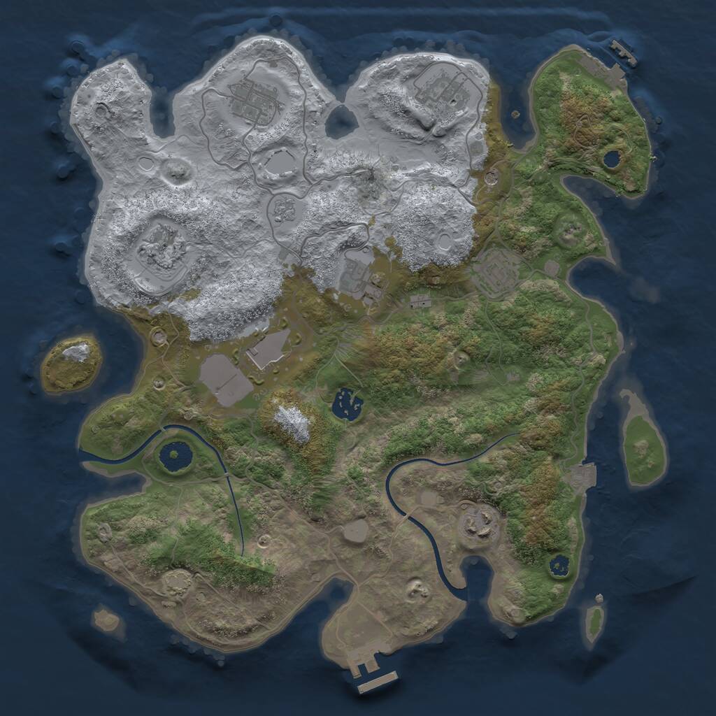 Rust Map: Procedural Map, Size: 3500, Seed: 1072, 14 Monuments