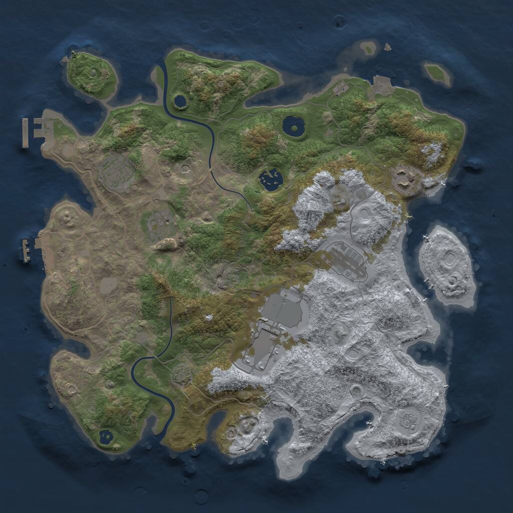 Rust Map: Procedural Map, Size: 3500, Seed: 1313593306, 12 Monuments