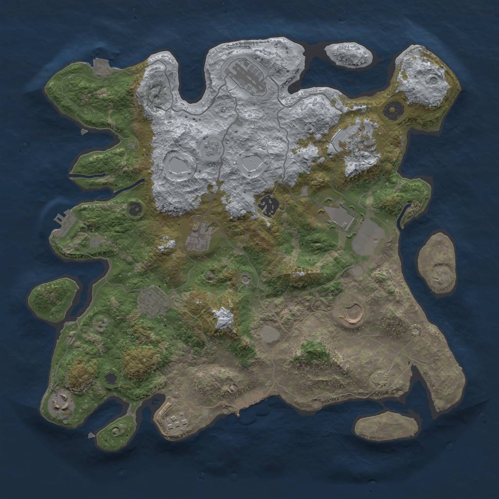 Rust Map: Procedural Map, Size: 3750, Seed: 21896945, 17 Monuments