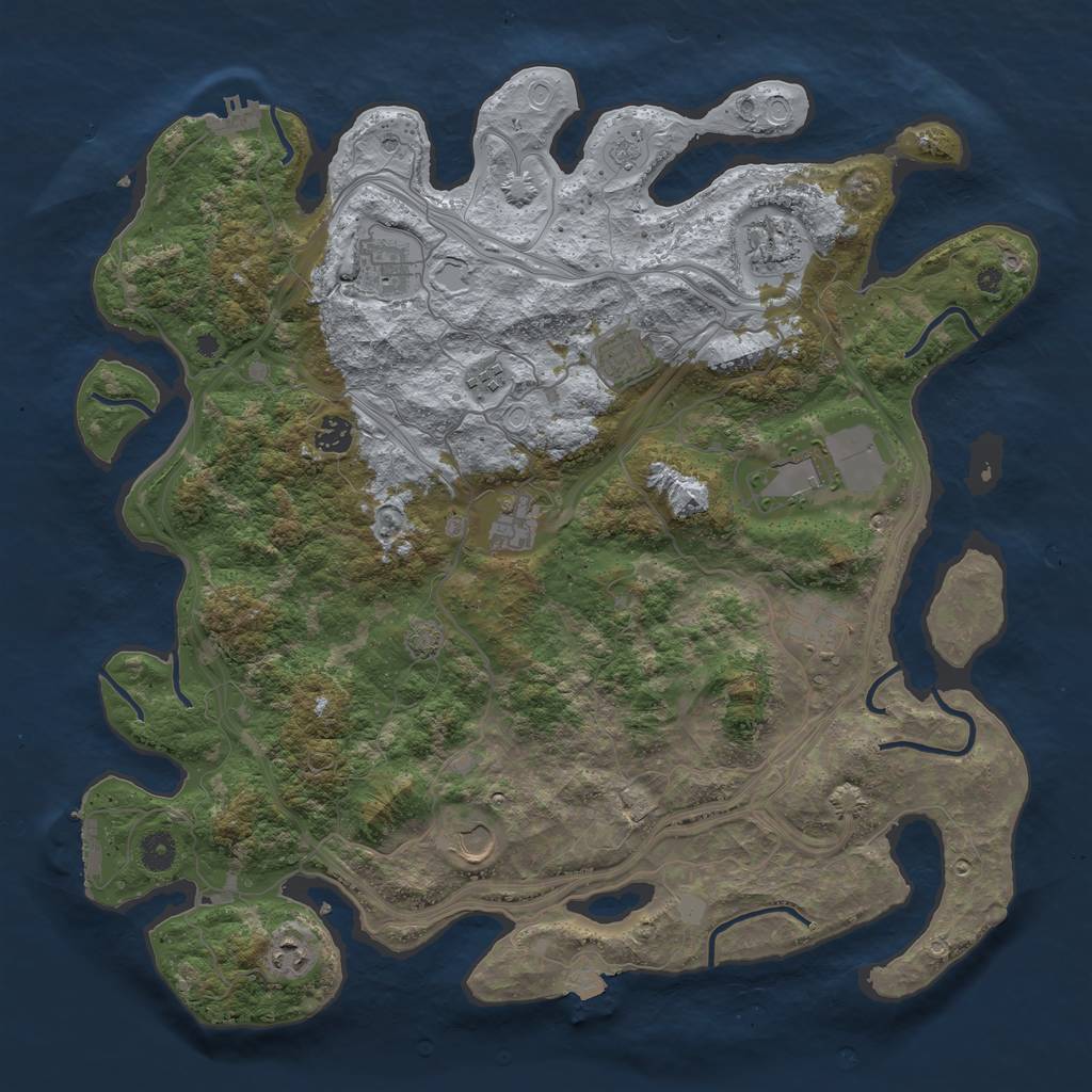 Rust Map: Procedural Map, Size: 4300, Seed: 76324758, 18 Monuments