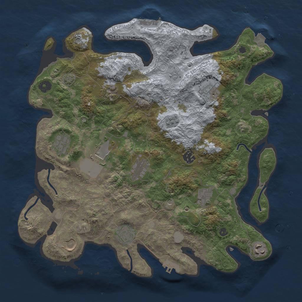 Rust Map: Procedural Map, Size: 3700, Seed: 360862397, 19 Monuments