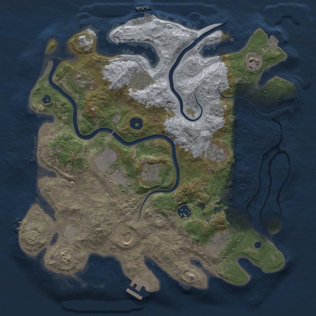 Rust Map: Procedural Map, Size: 3700, Seed: 360862397, 16 Monuments