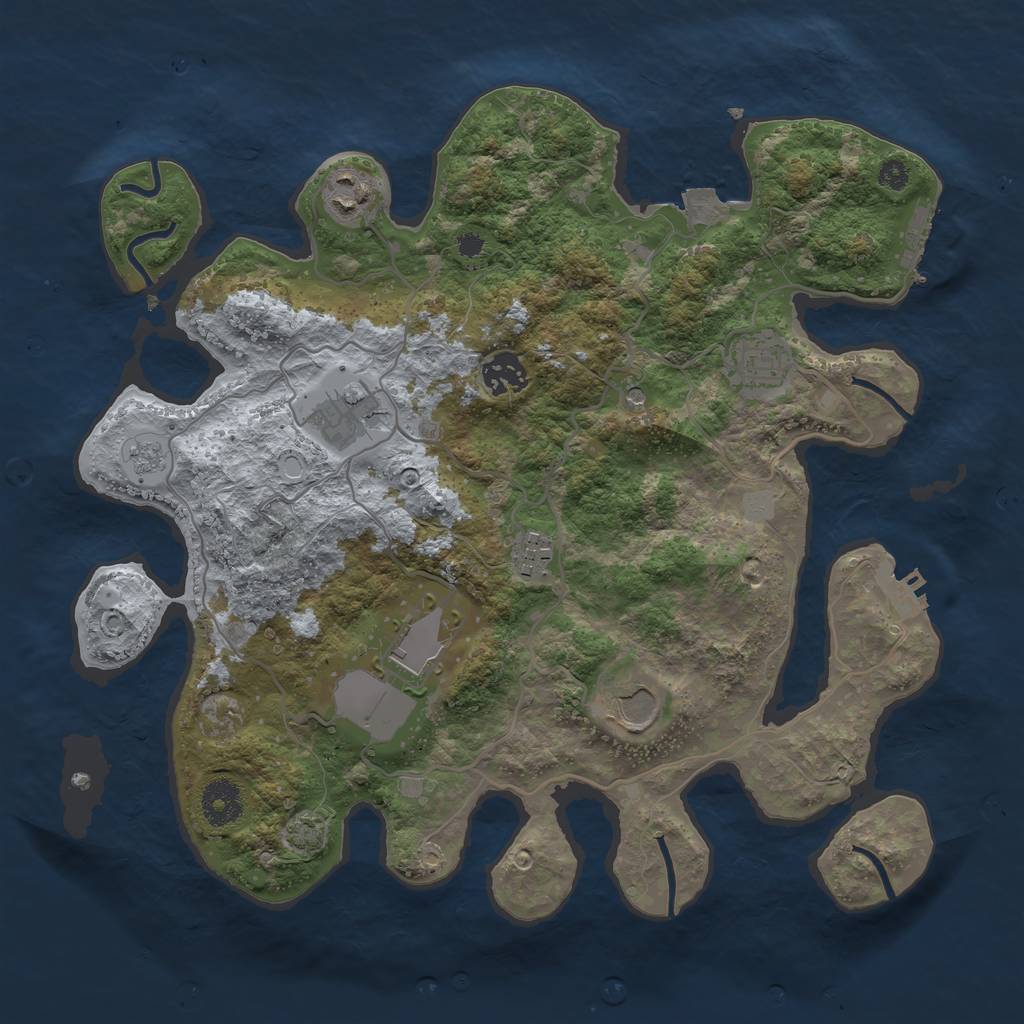 Rust Map: Procedural Map, Size: 3500, Seed: 621621, 15 Monuments