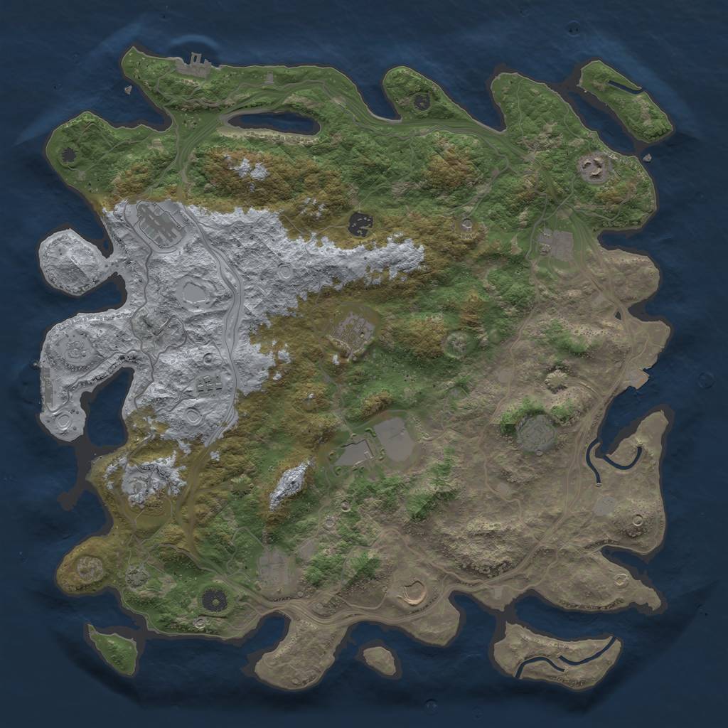 Rust Map: Procedural Map, Size: 4500, Seed: 347028485, 19 Monuments