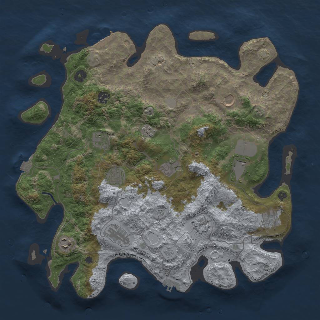 Rust Map: Procedural Map, Size: 3900, Seed: 60400114, 19 Monuments