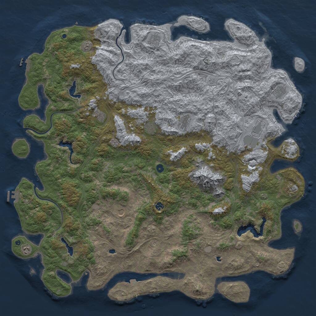 Rust Map: Procedural Map, Size: 6000, Seed: 876869457, 17 Monuments