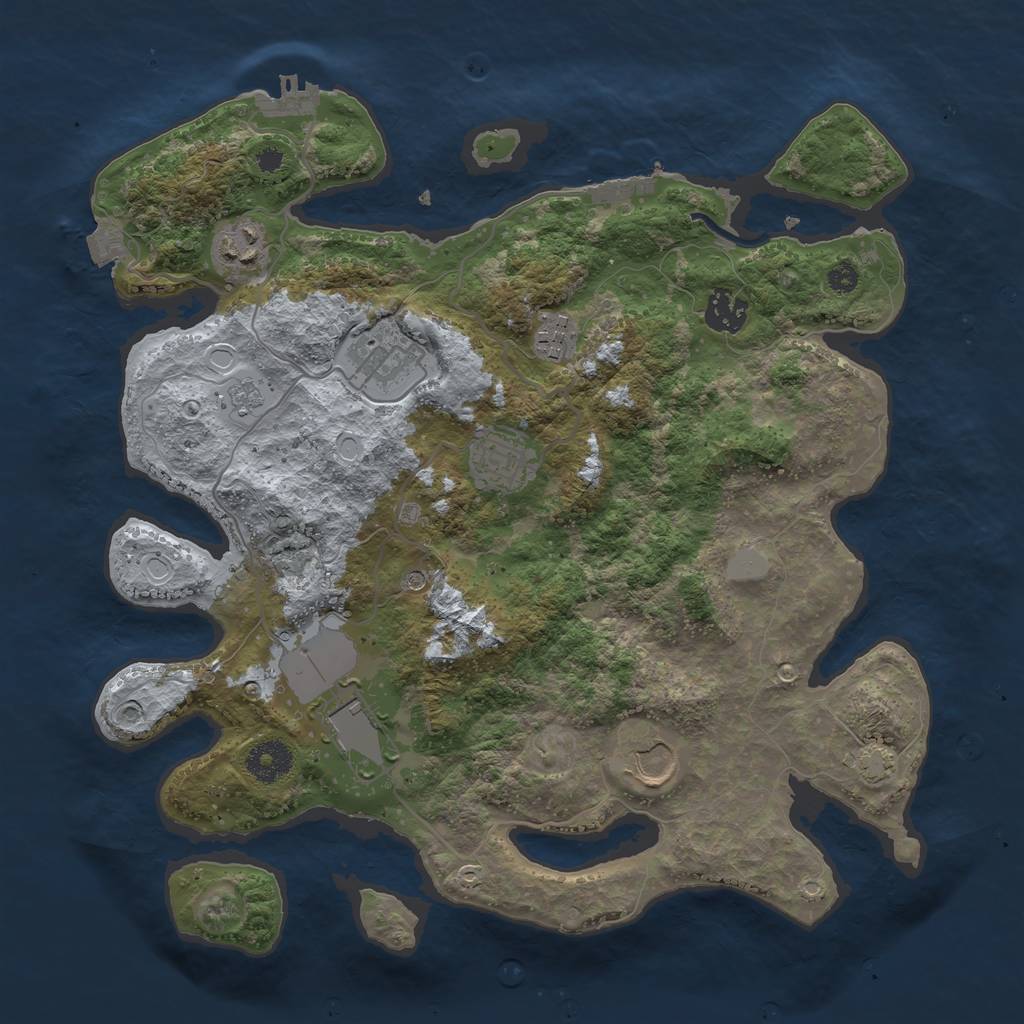 Rust Map: Procedural Map, Size: 3500, Seed: 2664876, 15 Monuments