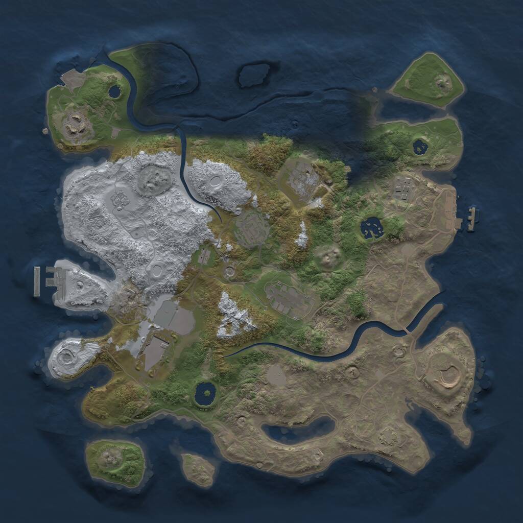 Rust Map: Procedural Map, Size: 3500, Seed: 2664876, 14 Monuments