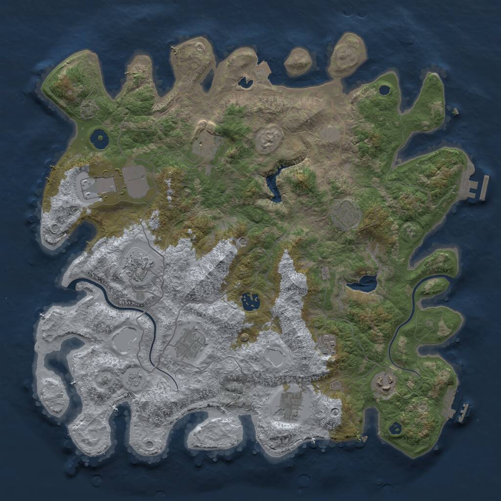 Rust Map: Procedural Map, Size: 4000, Seed: 1333425252, 15 Monuments