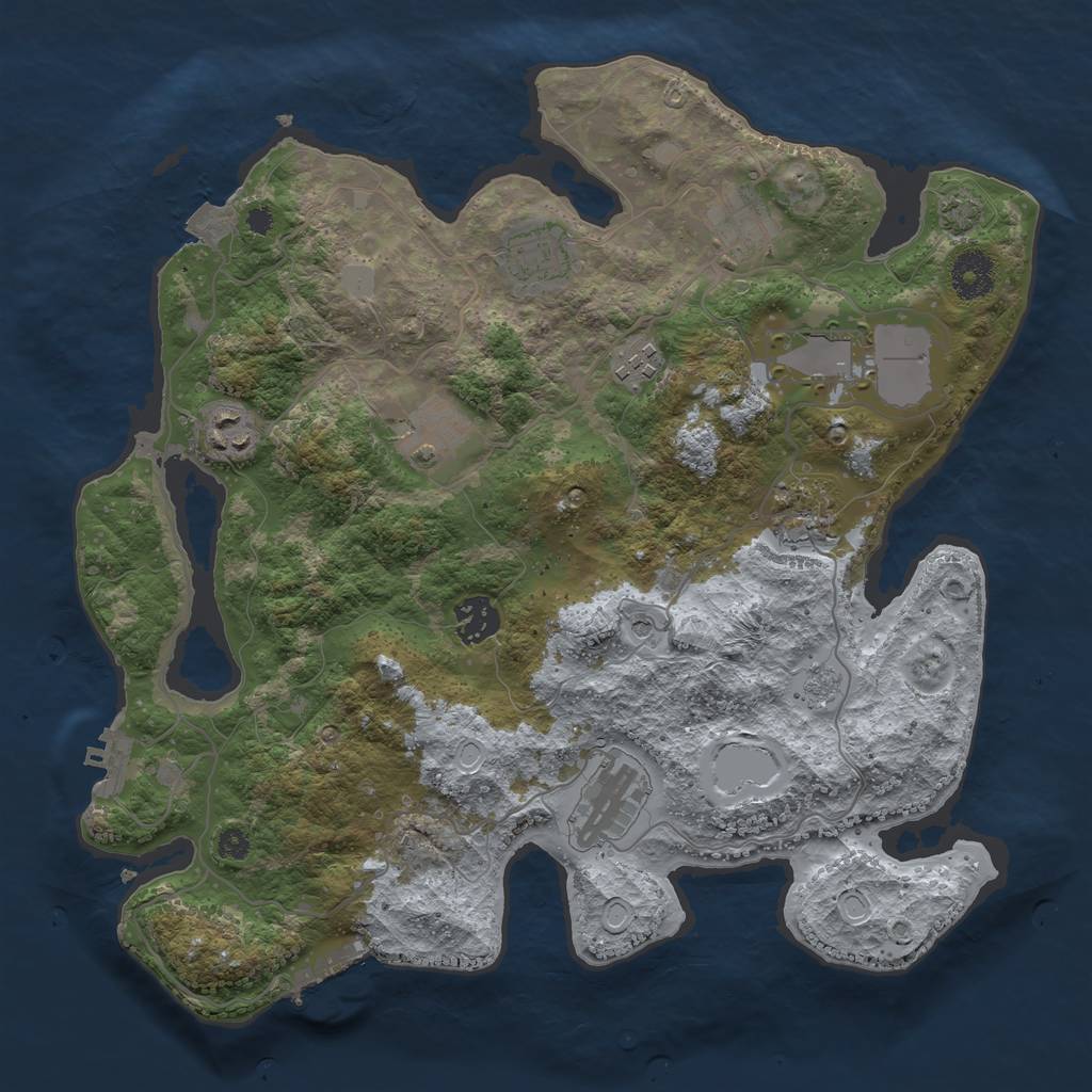Rust Map: Procedural Map, Size: 3500, Seed: 420126924, 17 Monuments
