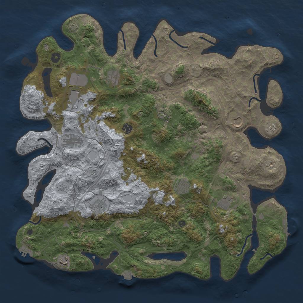 Rust Map: Procedural Map, Size: 4500, Seed: 3958495, 19 Monuments