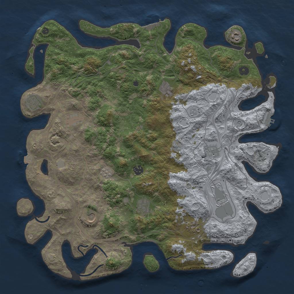 Rust Map: Procedural Map, Size: 4500, Seed: 1074706960, 19 Monuments