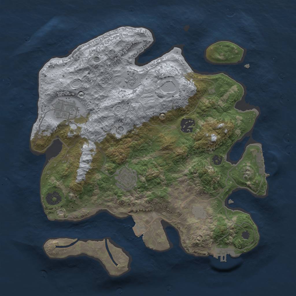 Rust Map: Procedural Map, Size: 3000, Seed: 22712, 10 Monuments