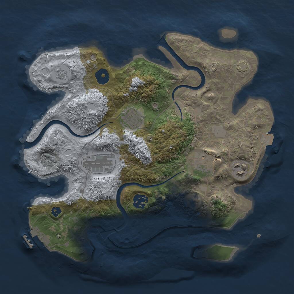 Rust Map: Procedural Map, Size: 3000, Seed: 725907351, 9 Monuments