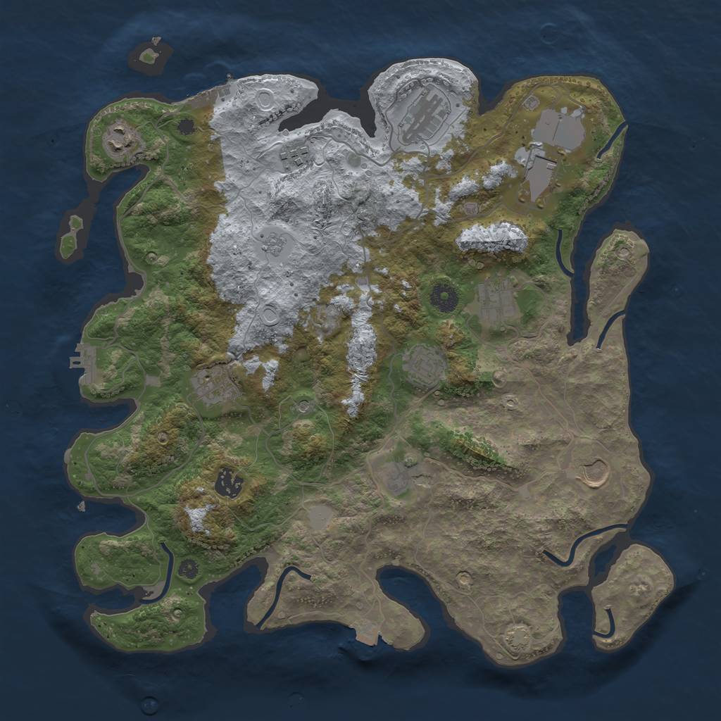 Rust Map: Procedural Map, Size: 3800, Seed: 65374358, 18 Monuments