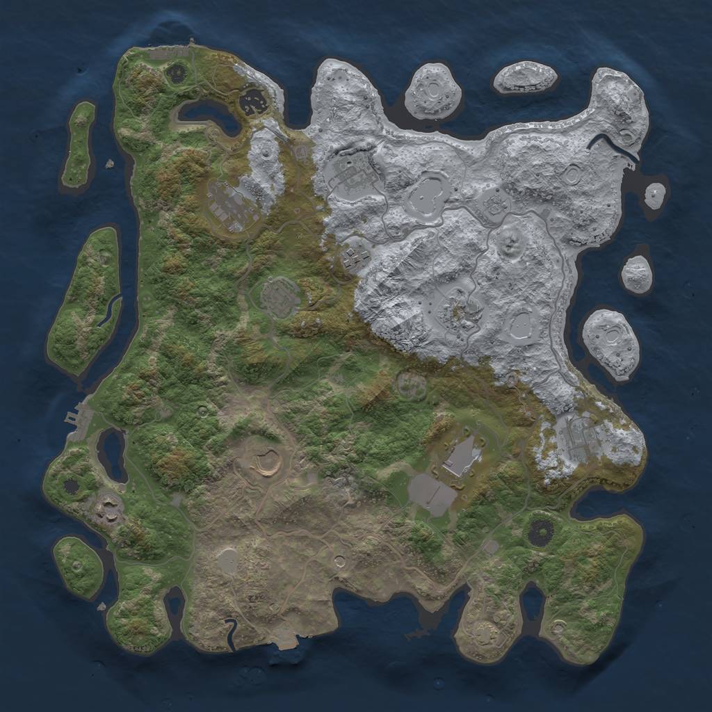 Rust Map: Procedural Map, Size: 4000, Seed: 1456249679, 18 Monuments