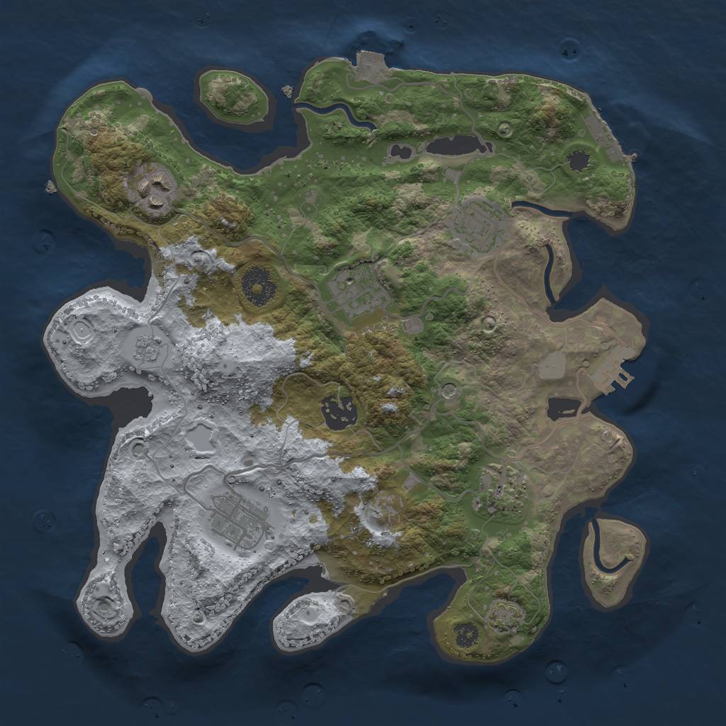 Rust Map: Procedural Map, Size: 3000, Seed: 24370168, 14 Monuments