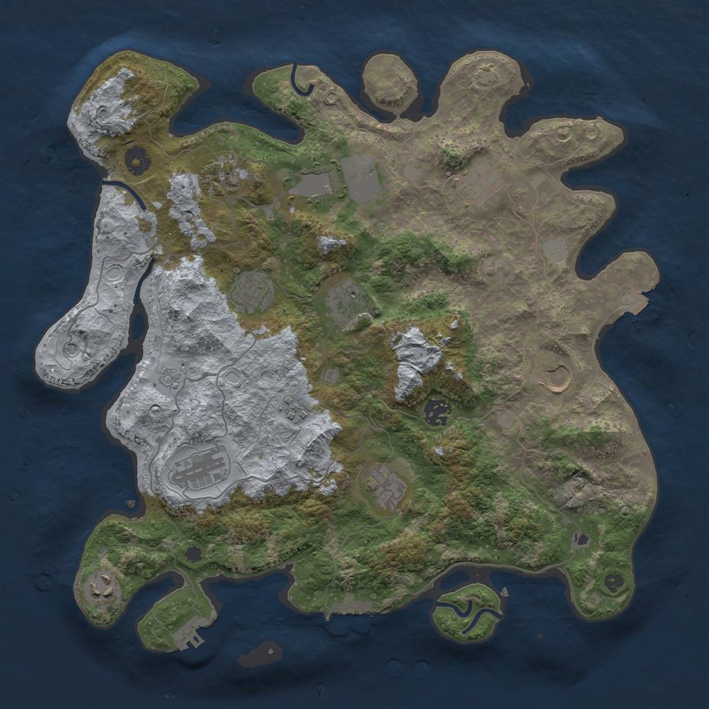 Rust Map: Procedural Map, Size: 3850, Seed: 451950848, 19 Monuments