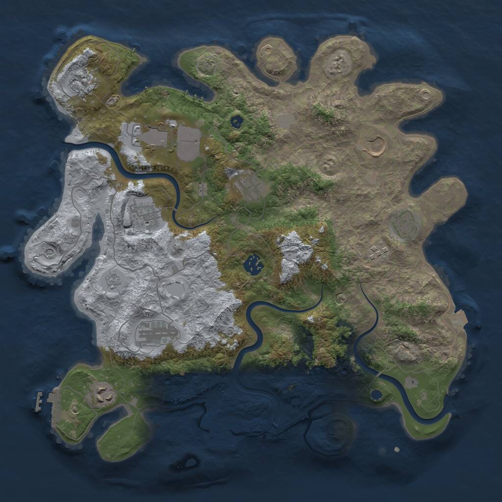 Rust Map: Procedural Map, Size: 3850, Seed: 451950848, 16 Monuments