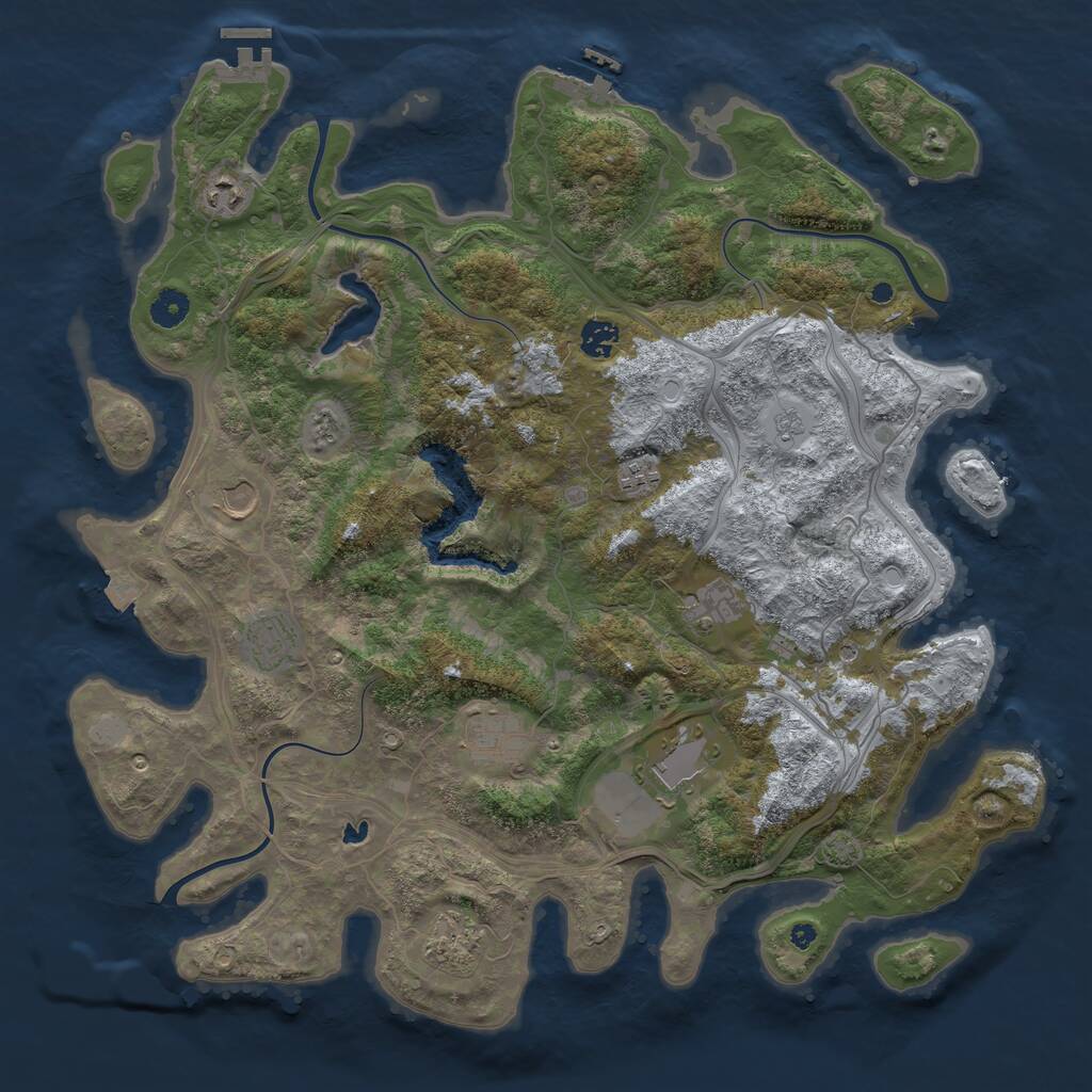 Rust Map: Procedural Map, Size: 4300, Seed: 34007576, 15 Monuments