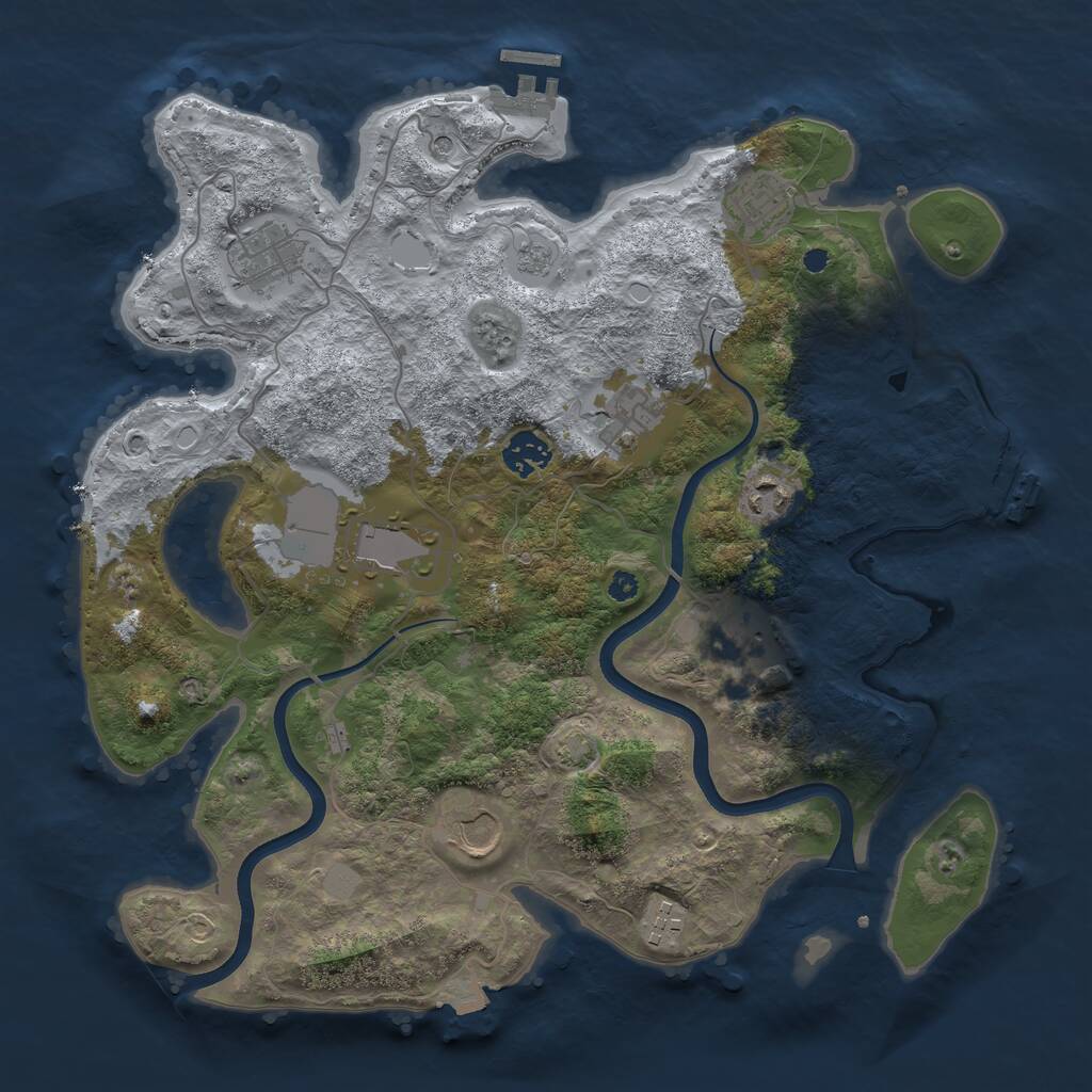 Rust Map: Procedural Map, Size: 3650, Seed: 47227858, 15 Monuments