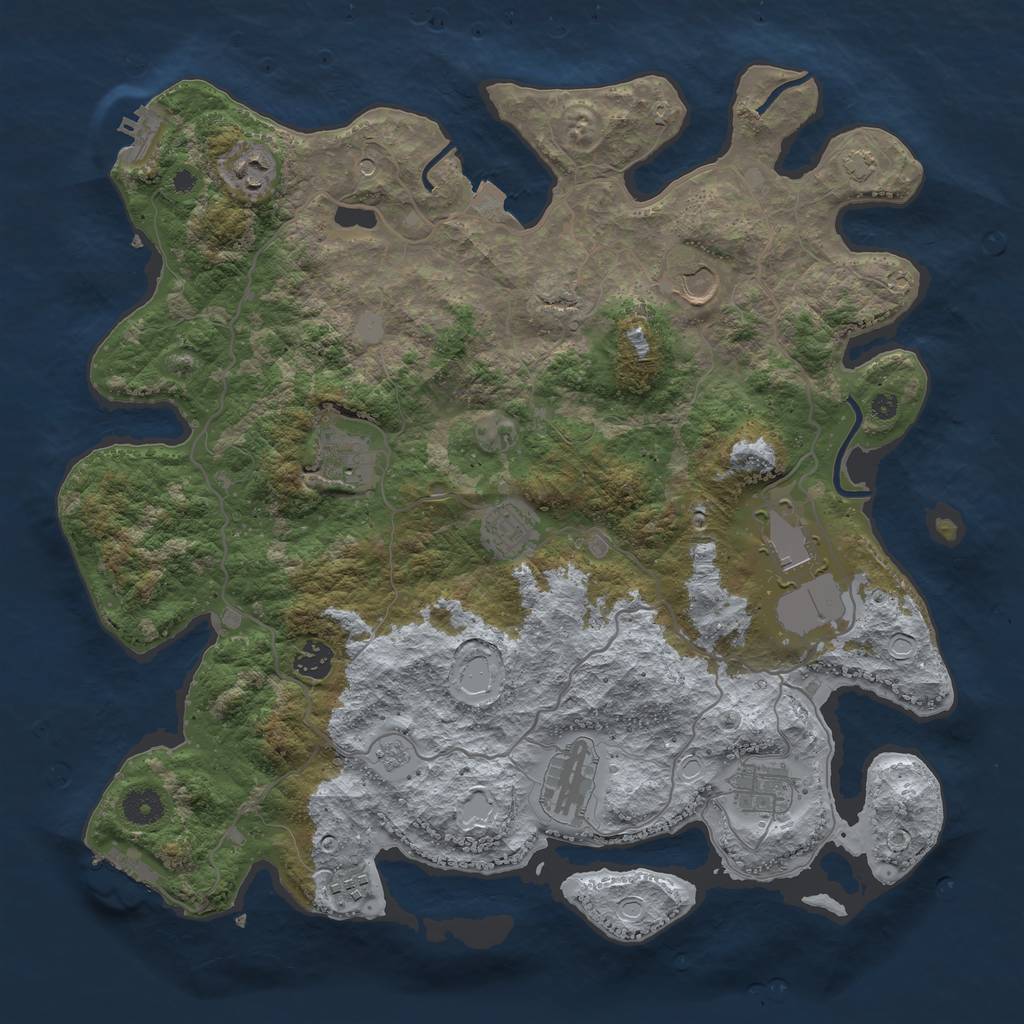 Rust Map: Procedural Map, Size: 4000, Seed: 16374, 17 Monuments