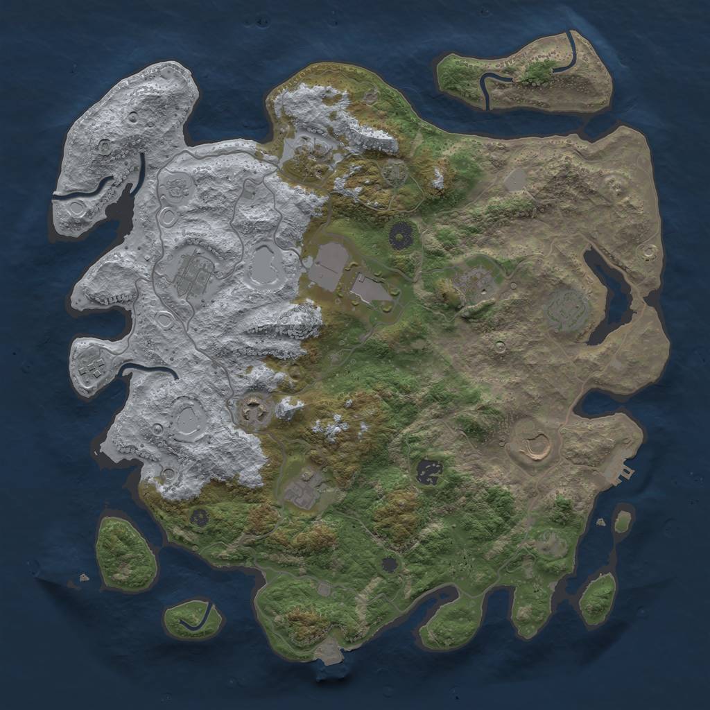 Rust Map: Procedural Map, Size: 4000, Seed: 1618777, 17 Monuments